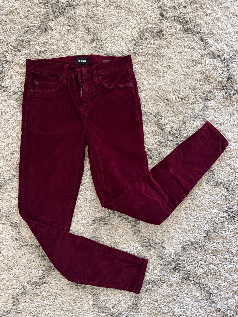 Hudson Velvet Burgundy Pants